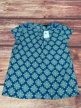 NWT Banana Republic Factory Blue Green Floral Print Top - Women’s Medium